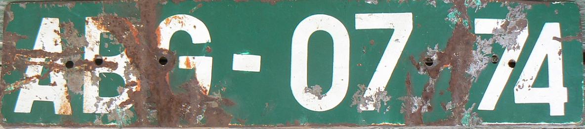 Former series (1970's), white on green = tax free status, ABG = ?