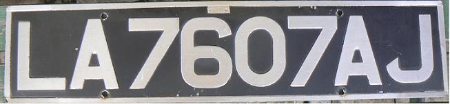 Former normal series (1977 - 1992), silver on black = private, LA .... AJ = Lagos