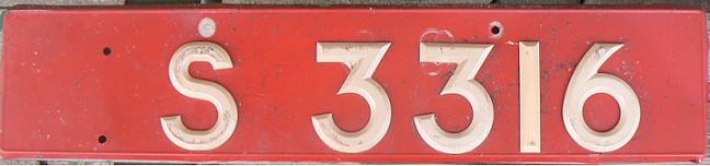 Current series (introduced in ca 1937), white on red = parastatal organizations (since about late 1980s), S = Seychelles