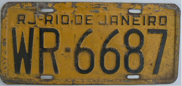 Old series (1969 - 1990), RJ = Rio de Janeiro (Rio de Janeiro), black on yellow = private vehicle, plate dimensions 1987 - 1990