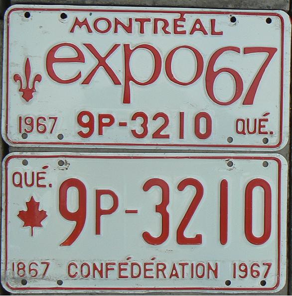 Old series (1964 - 1971), 1967 issue including special front plate issued for Expo-67 in Montreal