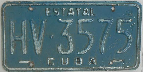 Old series (1978 - 1989), ESTATAL = state owned vehicle (white on blue plates), H = La Habana, V = buses 