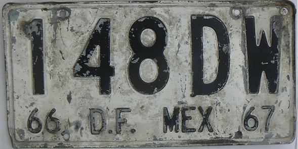 Distrito Federal (Mexico City), old series (1954 - 1985), 1966/67 issue, DF = Distrito Federal