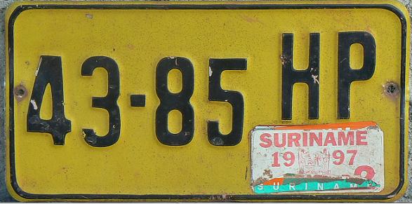 Current normal series (1979 - ), P (last letter) = private car, HP issued about 1994/95