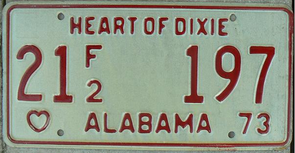 Old normal series (1973), 21 = Conecuh (Evergreen), F2 = farm truck with payload over 42,000 pounds