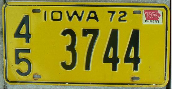 Old normal series (1958 - 1974), 1972 base issued in 1972-74, 45 = Howard county