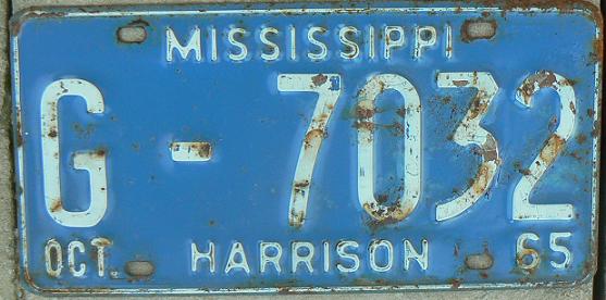 Old normal series (1962 - 1968), G = Harrison county (Gulfport), 1965 issue