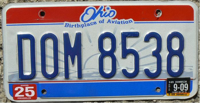 Current normal series (March 2004 - ), 25 = Franklin County (Columbus), all serial