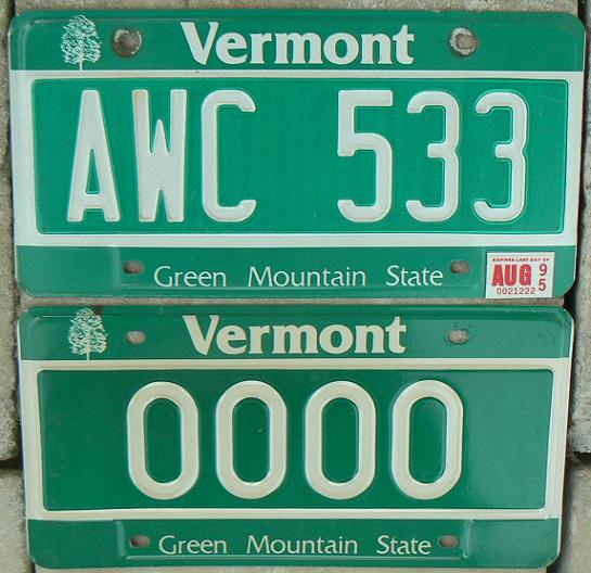 Current normal series (1985- ), 3 letters-3 numerals since 1989, standard and sample plate