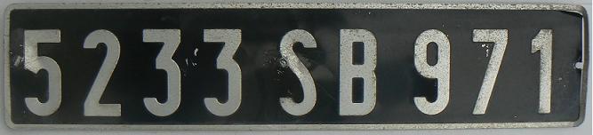 Saint Barthélemy, former normal series (1978 - 1995), 5000 SB registrations issued in 1987, 971 = Guadeloupe