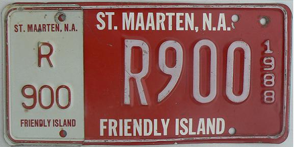 SINT MAARTEN (Netherlands Antilles), old series, 1988 issue, R = rental car, additional tab = validation for second half of the year