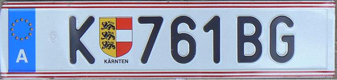 Current normal series (1990/2002 - ), K = Klagenfurt Stadt (Kärnten), Euroband since November 2002