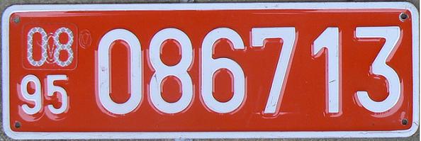 Former temporary series (1994 - 2010), date of expiry August 1995, rear officially issued