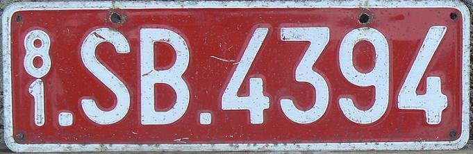 Former temporary series (1975 - 1991), SB = vehicles owned by personnel attached to SHAPE (Supreme Headquarters Allied Powers Europe), 1981 emission
