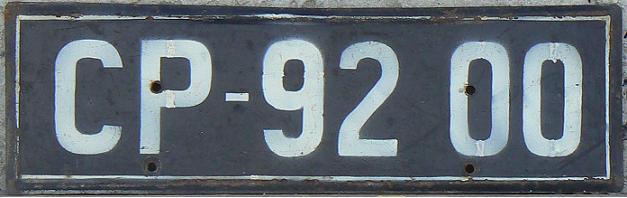 Old normal series (1958 - 1985), CP = Sofia, white on black = private vehicle, probably remade plate