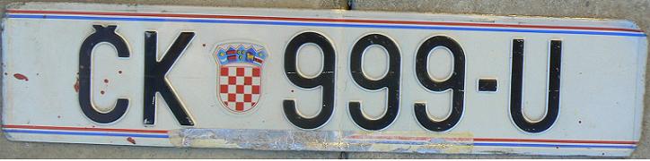 Current normal series (1992 - ), 1.emission (serial of 3 numerals and 1 letter), ČK = Čakovec