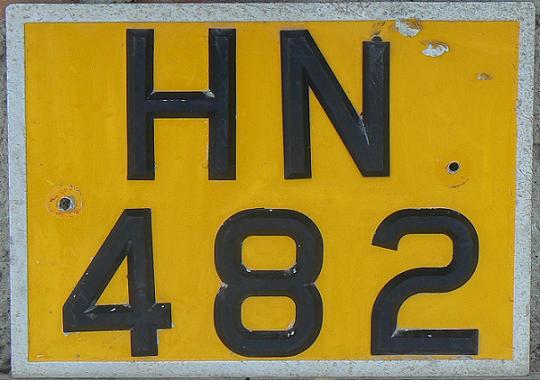 Old normal series (1956 - 1990), rear plate, all serial, HN issued about 1975