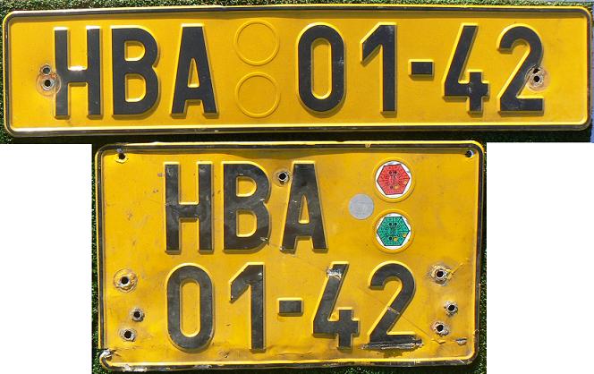 Former normal series (1994 - 2001), black on reflective yellow = commercial vehicles, HB = Havlíčkův Brod