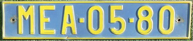 Former series (1977 - 1994), 1977 design  ME = Mělník (front plate), A = foreigner from Eastern ("communist") block