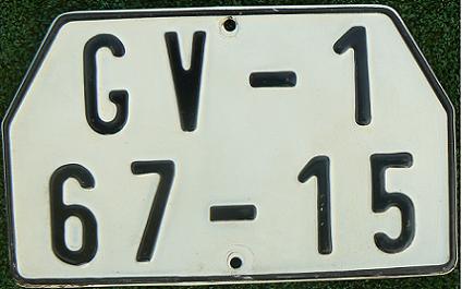 Former motorcycle plate (1960 - 1994), GV = Gottwaldov (-1990), additional serial number issued for the first time in 1966