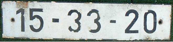 Old army plate (1959 - 1978?), black on white = staff vehicles, hand made (usual practise)