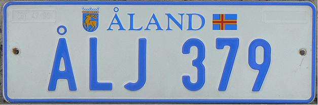 Current normal series (1992 - ), ÅL = Åland, ÅLJ originally issued in 1988/89, former series plate remade in current style