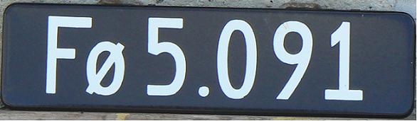 Former normal series (1958 - 1976), Fø = Føroyar (Faroe Islands), private car (5.000-6.999 block), issued in 1958