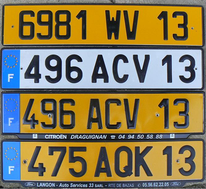 13 = Bouches-du-Rhône (Marseille), Provence - Alpes - Côte d'Azur, 2000 (WV), 2004 (ACV), 2006 (AQK)