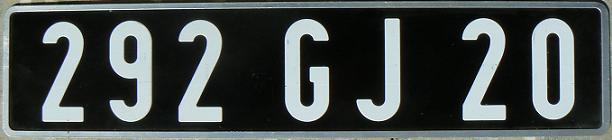 20 = Corse (Ajaccio), Corse, 292 GJ 20 = very last plate issued with 20 - 31. 12. 1975