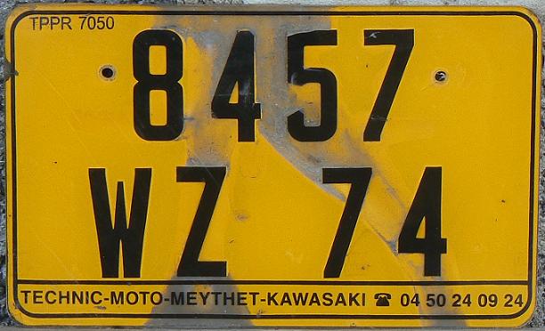 74 = Haute-Savoie (Annecy), Rhône - Alpes, 2001, motorcycle plate