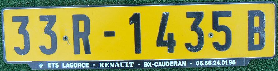 Former official series (1992-2009), 33 = Bordeaux, Gironde, R (permitted area of operation) = Regionally and in adjoining Regions used only
