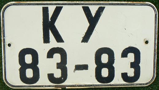 Final normal series (1953 - 1990), K = Bezirk Halle/Saale, rear plate, KY 70-01 - KY 85-00 = Sangerhausen (block for truck-tractors, special vehicles and construction equipments)