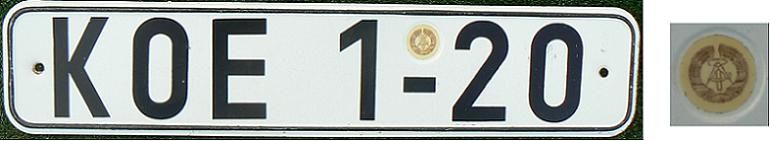Final normal series (1953 - 1990), KO = Merseburg, third serial letter since 1974, brown sticker = 1980 - 1986