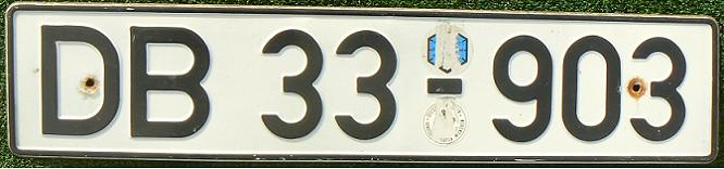  Former series for federal official vehicles (1956 - 2000)  DB = Deutsche Bundesbahn (German Railways), code used till 1994, 33 = trucks 2,8 - 6 tonnes gross vehicle weight