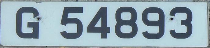 Former normal series (1913 - 2000), front plate (black on white), the registration originates from 1988/89