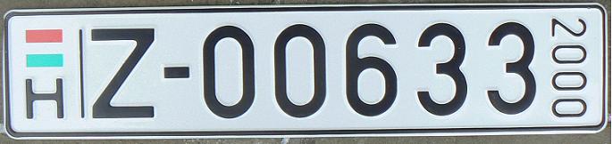 Former temporary series (2000), Z = permanently imported vehicle, 2000 issue (exceptionally the year sideways in full)