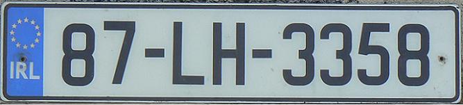Current / former normal series (1987/1991 - ), LH = Louth (Lú), original 1987 registration made in current style but without Gaelic name