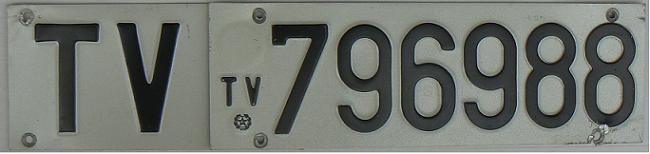 Former normal series (1985 - 1994), TV = Treviso, rear plate (ca 1988) 