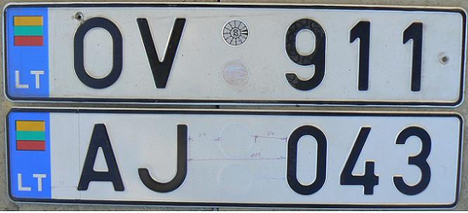 Former trailer series (1993 - 2002), J = Jurbarkas, V = Vilnius