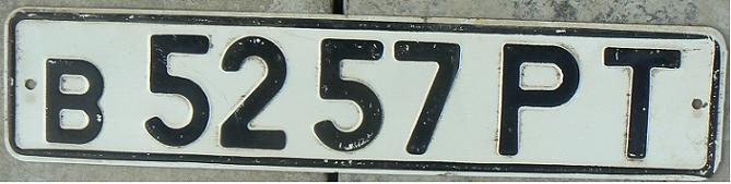 Final normal series for private vehicles (1980 - 1991), B nnnn PT  (PTB) = LITHUANIA (Vilnius), code used on vehicles travelling abroad