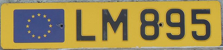 Former normal series (1988 - 2003), rear plate with the European flag (the very first country to use the EU flag) 