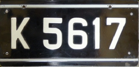 Old normal series (1966 - 1978), K issued probably in 1975, (permitted for newly registered old vehicles even after this date)