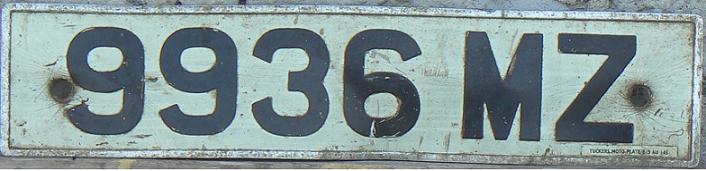 Former normal series (1958 - 1965/74), MZ = Belfast County Borough, front plate (black on white since 1968)