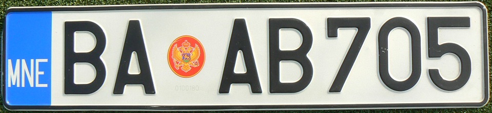 Current normal series (2008 - ), BA = Berane (former Ivangrad).