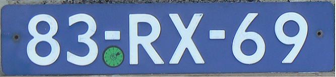 Former normal series (1973 - 1978), white on light blue in 1976-77, RX issued in 1977