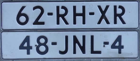 Current export series (2014 - ), export plates adopt the original registration of a car, however under different colour, RH issued in 2005, JNL issued in 2009
