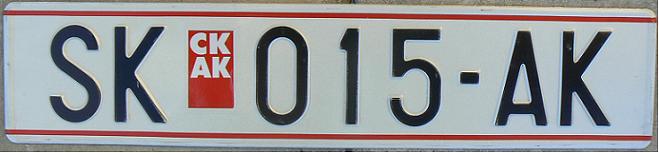 Former normal series (1993 - 2008), SK = Skopje, Cyrillic characters on the sticker since 1995 