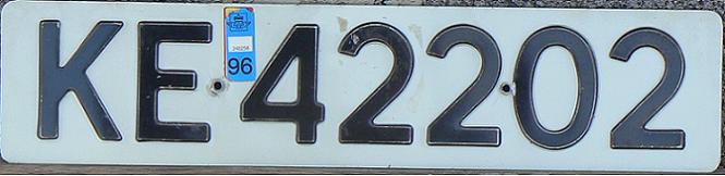 Current / former normal series (1971 - ), KE = Drammen, plate style used in 1971-2002