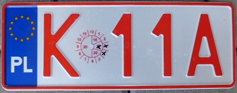 Current temporary / export series (short plate version since July 2018 up), K = Malopolska province 