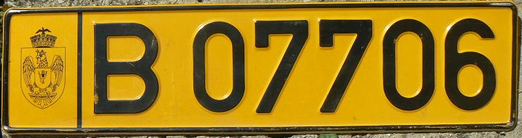 Current public works / trolleybus or tram series (2005 - ), B = Bucureşti, at the left the coat of arms of the city.